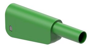 Stackable Banana Plug, Shrouded, 4.6mm, Zinc Copper, Nickel-Plated, 32A, Silicone, Screw, Green